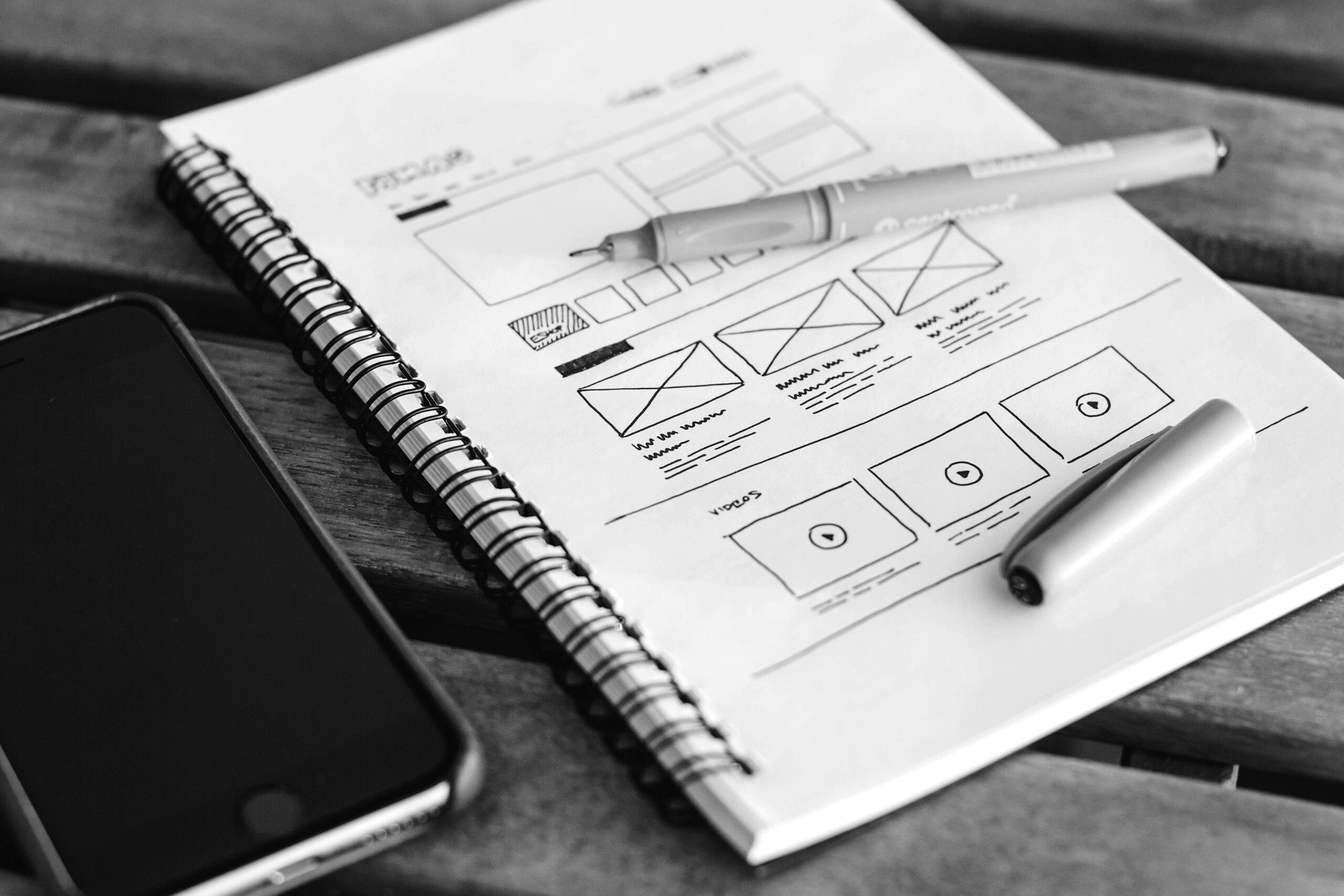 sketch of wire frame for web page design